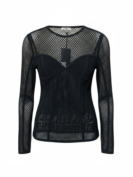 Fendi Tops - NWT Fendi Black Mesh Sheer Top, Size Medium